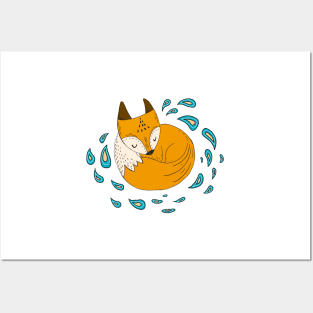 Sleepy fox Posters and Art